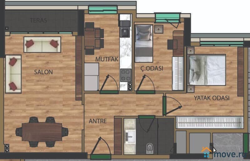 2-комн. апартаменты, 47 м²