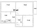 3-комн. квартира, 61 м²