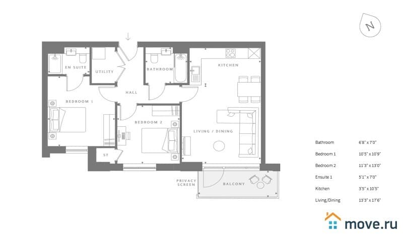 2-комн. квартира, 39 м²