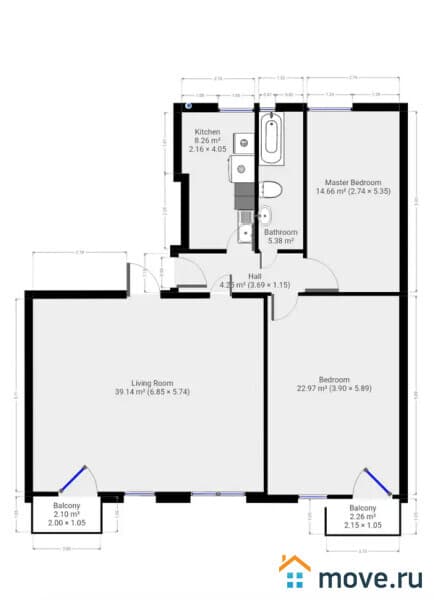 3-комн. квартира, 103 м²