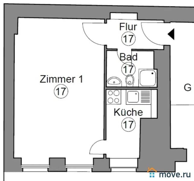 1-комн. квартира, 31 м²