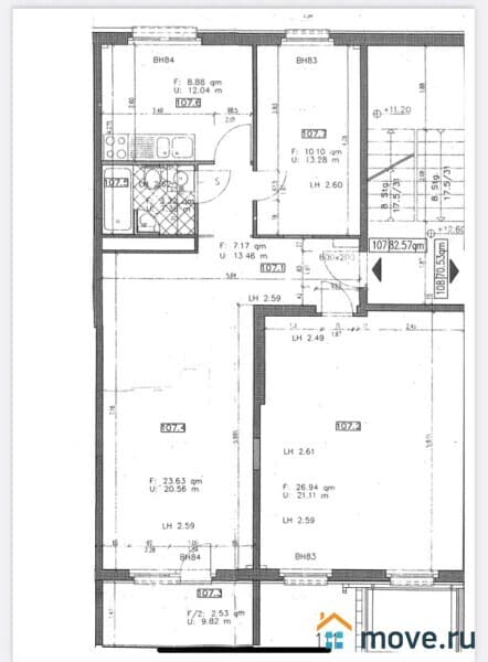 3-комн. квартира, 82 м²
