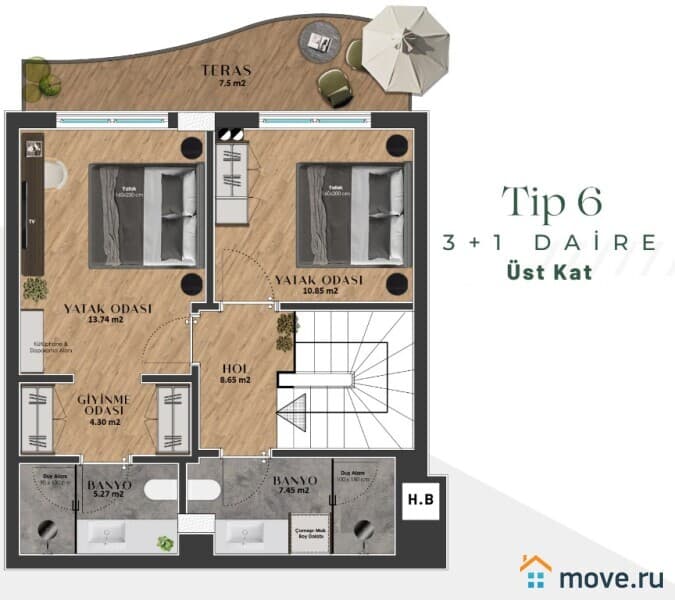 3-комн. квартира, 122 м²