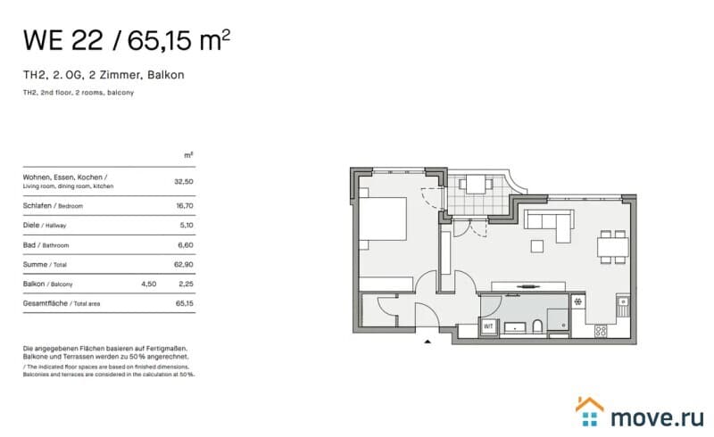 2-комн. квартира, 65 м²