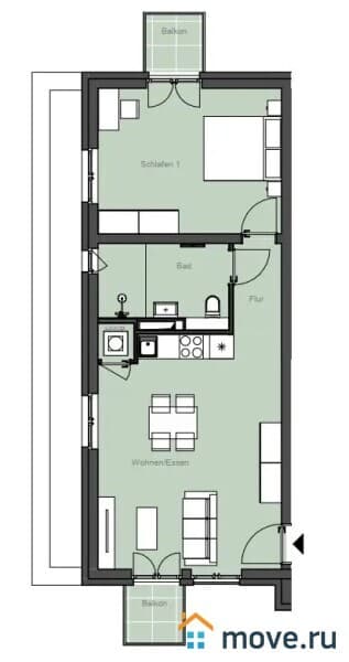 2-комн. квартира, 55 м²
