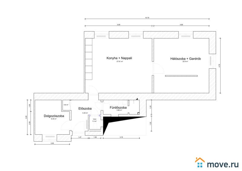 3-комн. квартира, 72 м²