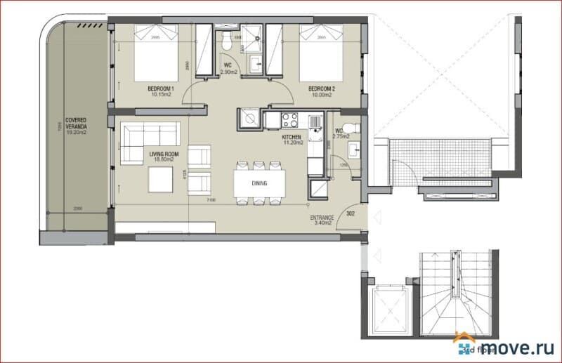 3-комн. квартира, 75 м²