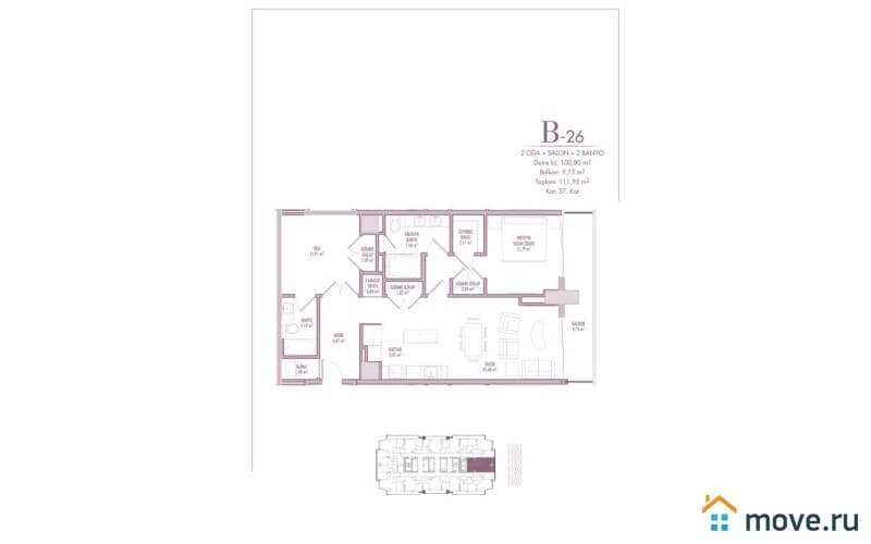 2-комн. квартира, 81 м²