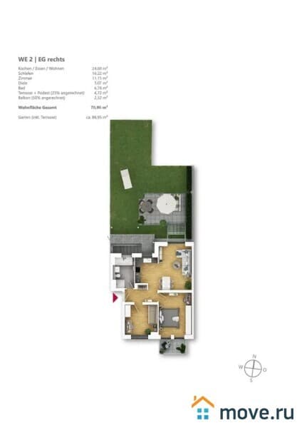3-комн. квартира, 71 м²