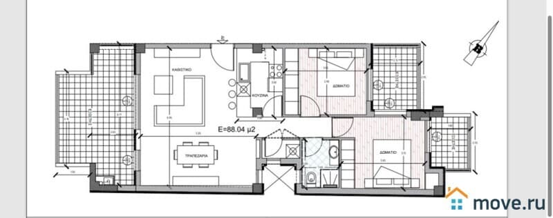 3-комн. квартира, 88 м²