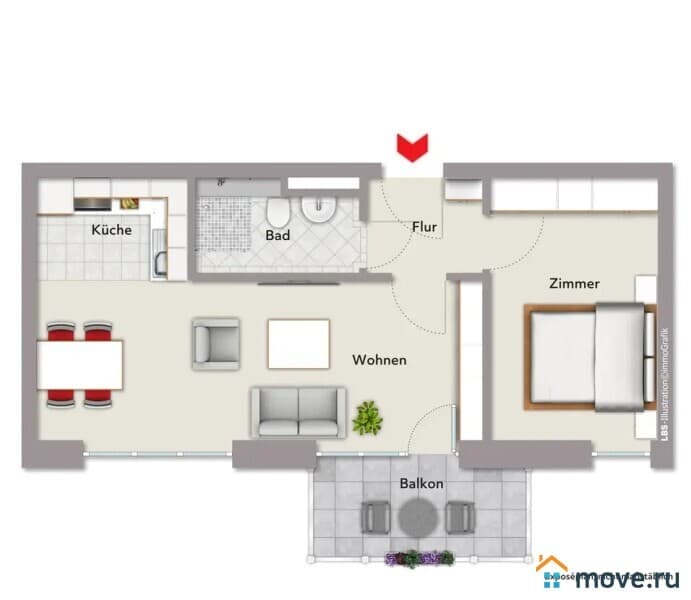 2-комн. квартира, 44 м²