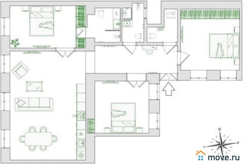 4-комн. квартира, 102 м²