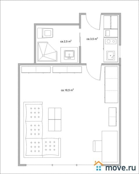 1-комн. квартира, 25 м²