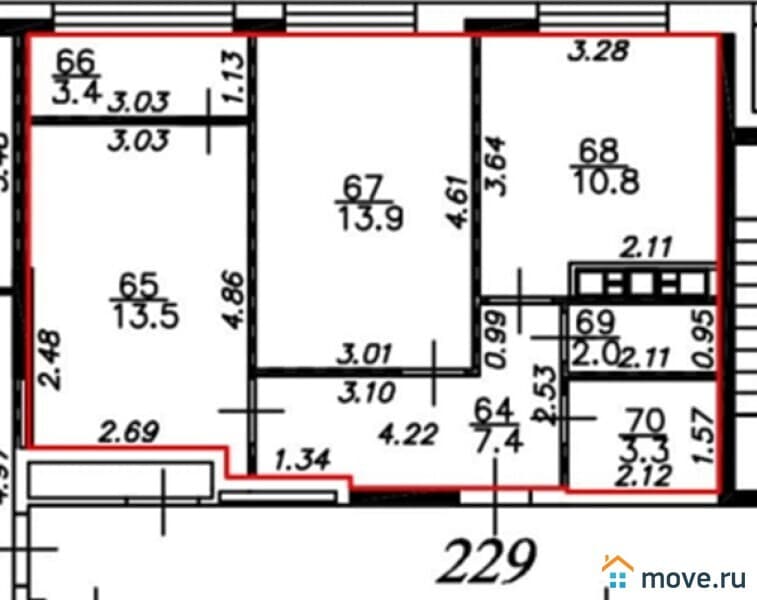 2-комн. квартира, 53 м²