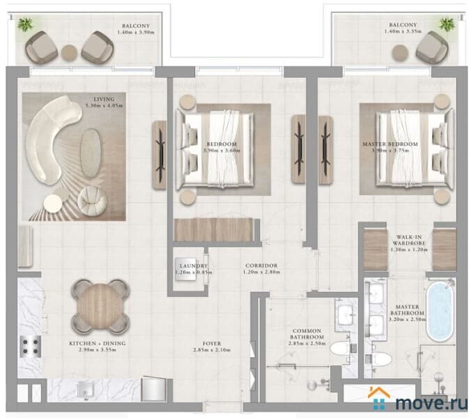 2-комн. апартаменты, 71 м²