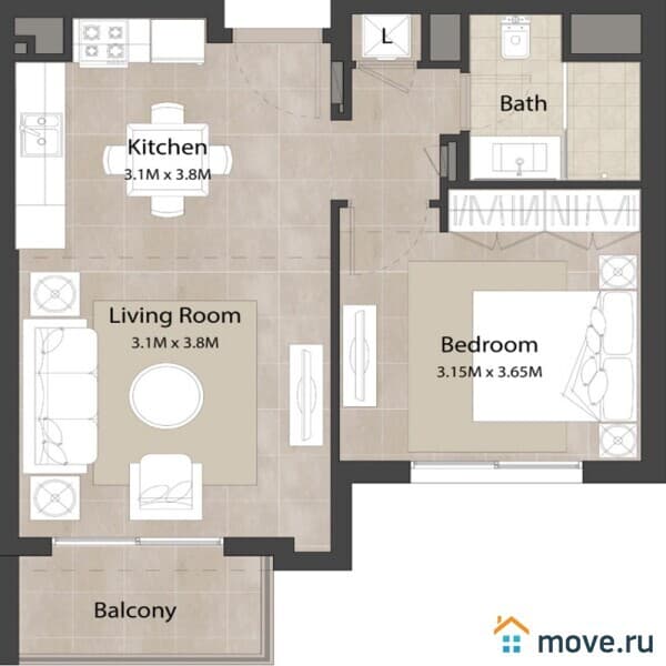 1-комн. апартаменты, 40 м²