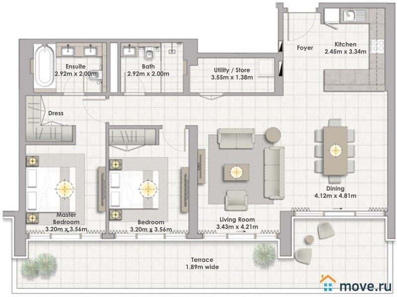 2-комн. апартаменты, 77 м²