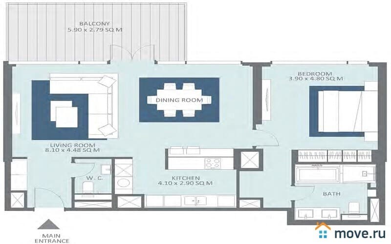 2-комн. апартаменты, 107 м²