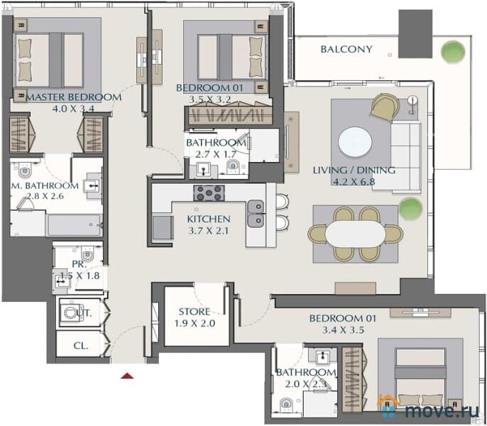 2-комн. апартаменты, 82 м²