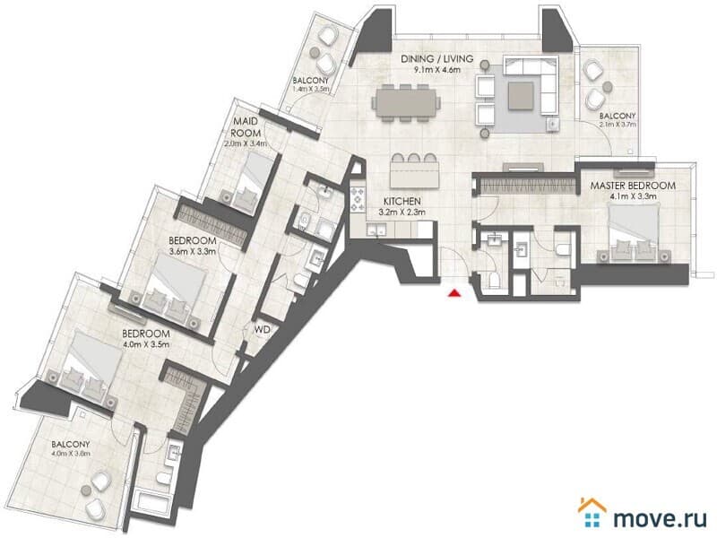 1-комн. апартаменты, 47 м²