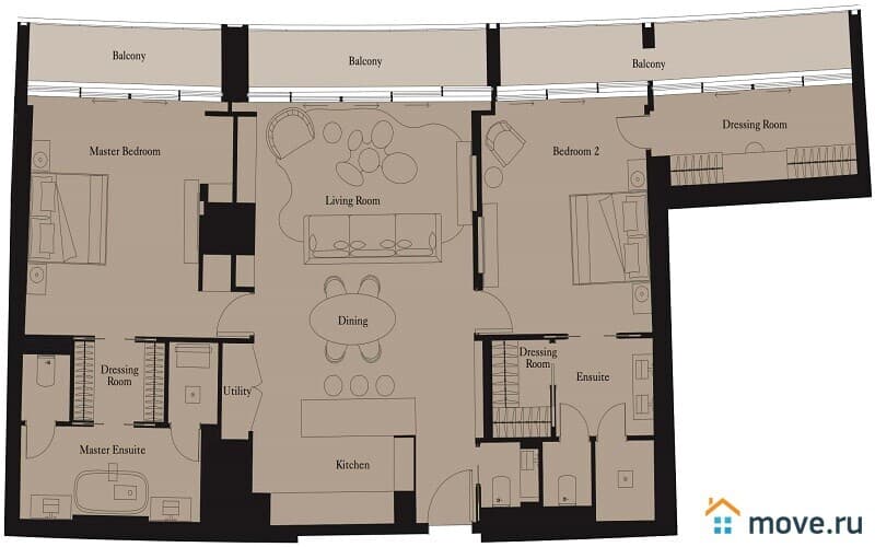 3-комн. апартаменты, 134 м²