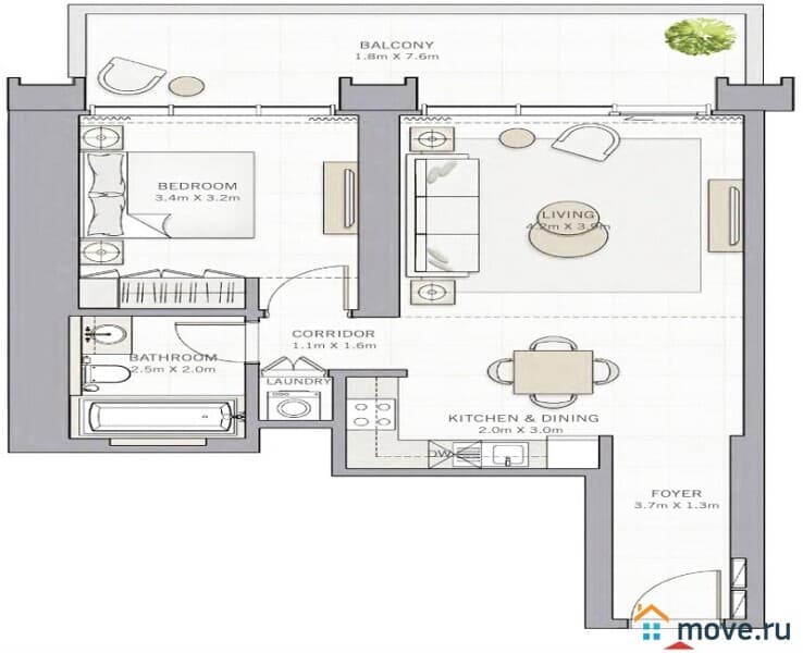 2-комн. апартаменты, 74 м²