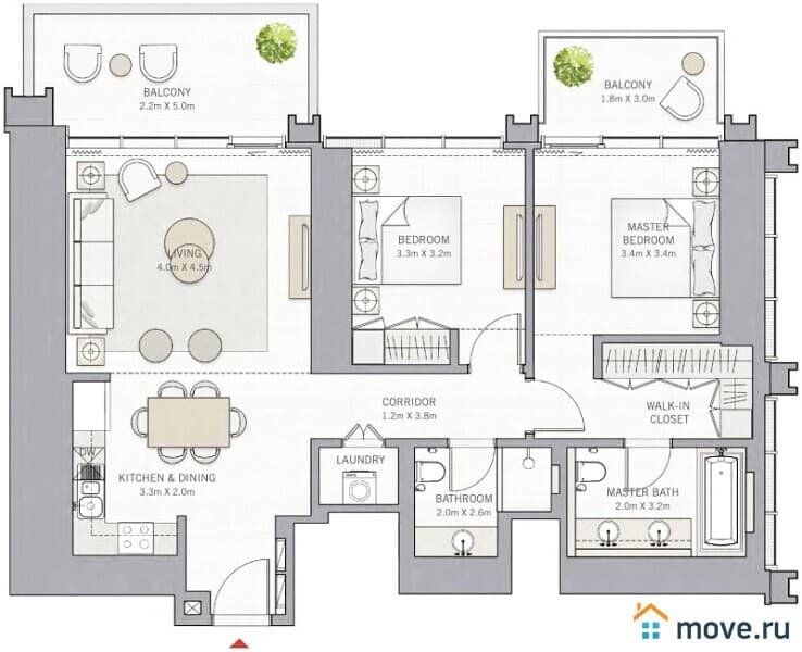 2-комн. апартаменты, 74 м²