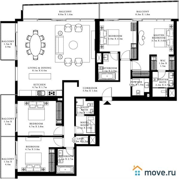 2-комн. апартаменты, 66 м²