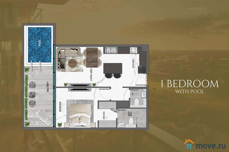1-комн. апартаменты, 38 м²