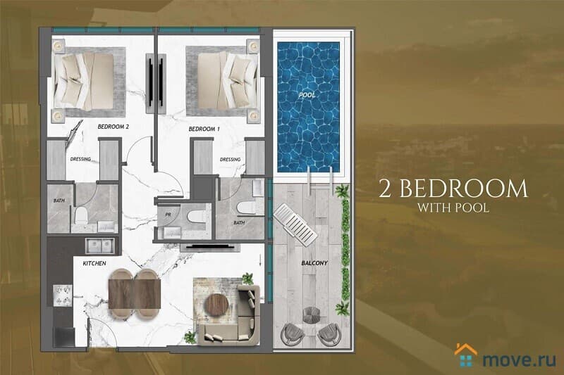 1-комн. апартаменты, 38 м²