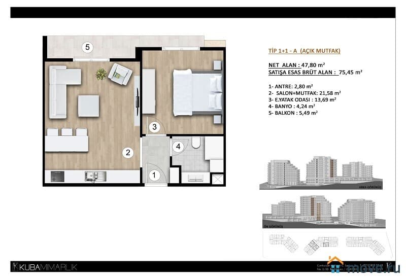 2-комн. апартаменты, 75 м²