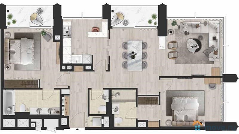 2-комн. апартаменты, 60 м²