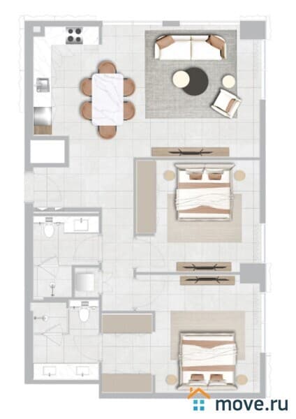 2-комн. апартаменты, 75 м²