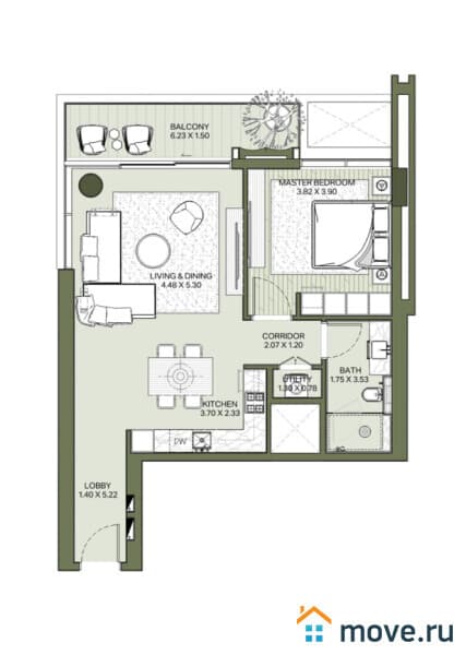 2-комн. апартаменты, 81 м²