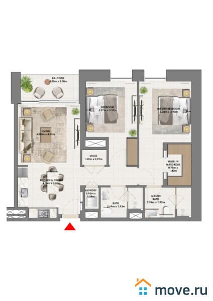 2-комн. апартаменты, 64 м²