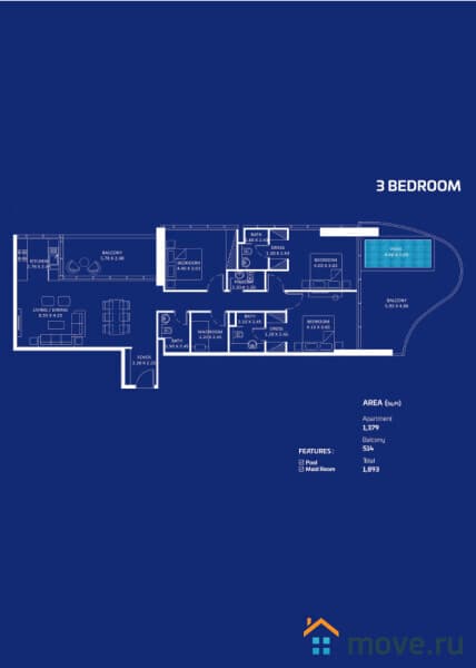 3-комн. апартаменты, 100 м²