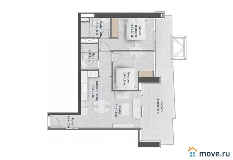 1-комн. апартаменты, 40 м²