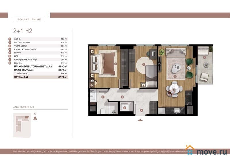 3-комн. апартаменты, 85 м²