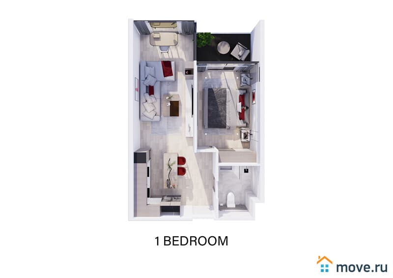 1-комн. апартаменты, 36 м²
