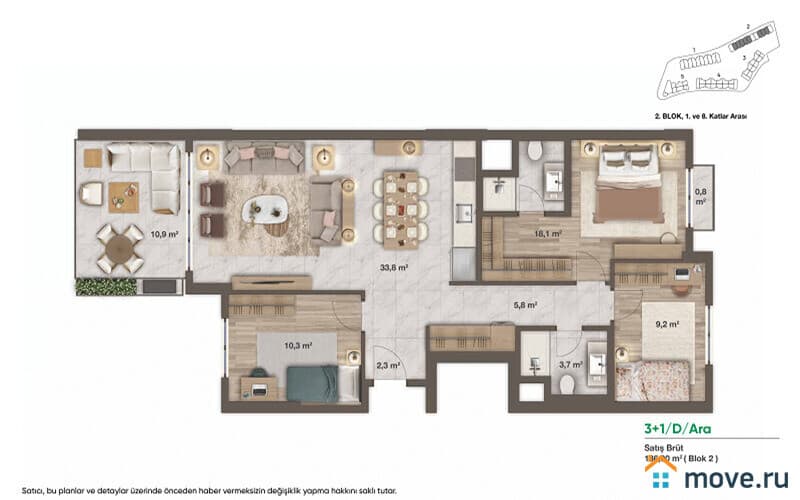 3-комн. апартаменты, 95 м²