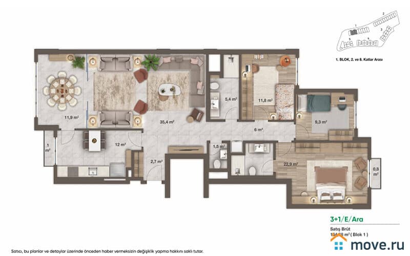 3-комн. апартаменты, 100 м²