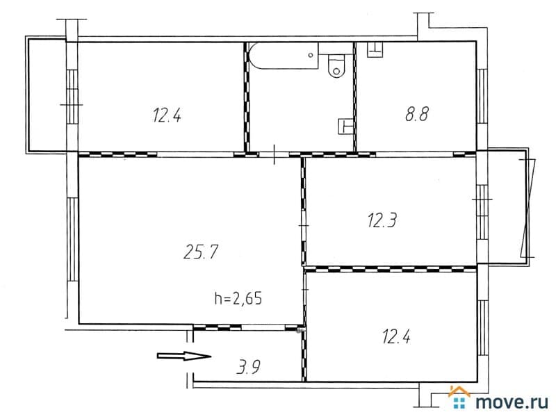 4-комн. квартира, 82.7 м²