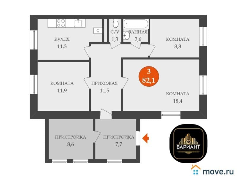 дом, 82.1 м²