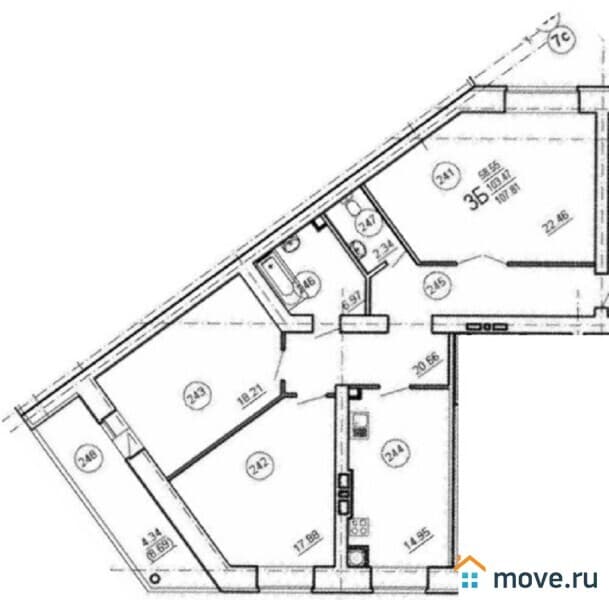 3-комн. квартира, 108 м²