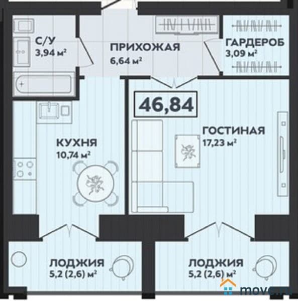 1-комн. квартира, 47 м²