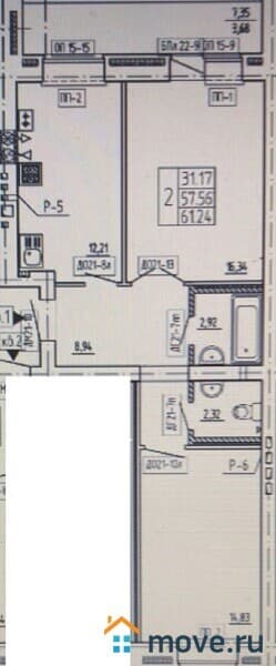 2-комн. квартира, 61 м²