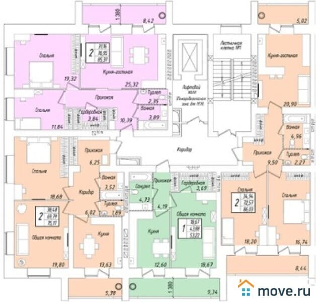 2-комн. квартира, 86 м²