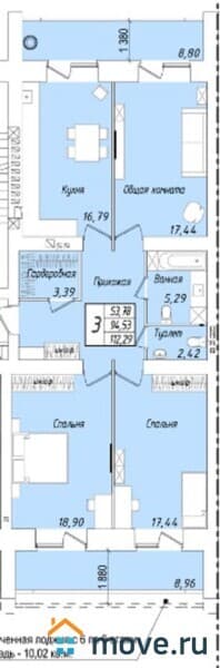 3-комн. квартира, 112 м²