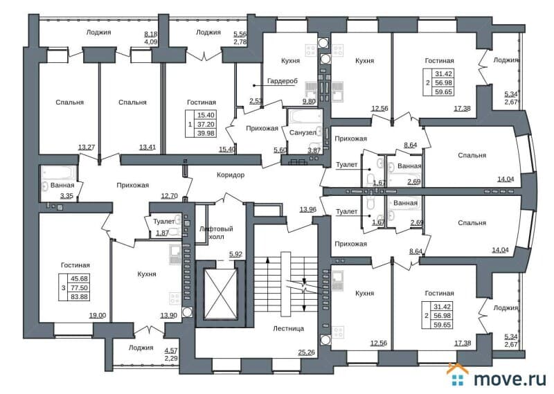 3-комн. квартира, 84 м²