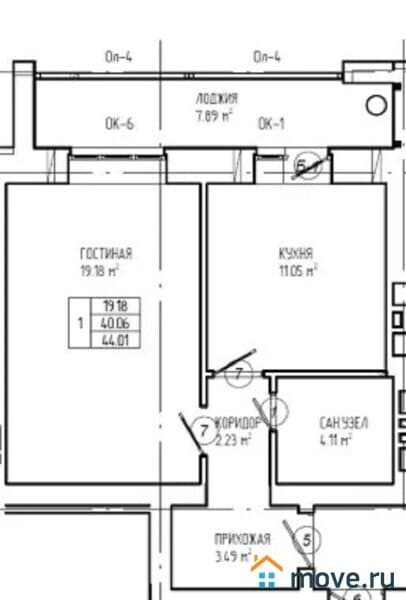 1-комн. пентхаус, 44 м²